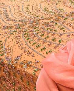 Tela de Encaje con Cuentas de Cristal de Alta Calidad con Patrón de Bordado Floral, Textil de Lujo para Vestido de Novia, Material para Prendas - Product Image 3