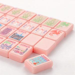 2026 Luxe 160 Pièces de Mahjong Américain à Couche Unique, Gravées au Jade, Durables, Écologiques, en Acrylique Rose, pour Fêtes, Cadeau Élégant - Product Image 3