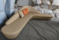 Ensemble modulaire incurvé pour salon de bureau commercial moderne, revêtement en cuir synthétique, éponge haute densité, contreplaqué écologique