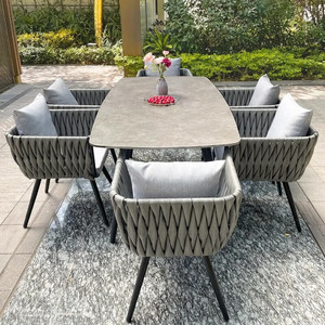 Ensemble de table et de chaises en aluminium moderne pour l'extérieur, meubles de jardin imperméables et résistants aux rayons du soleil, 4 personnes, non pliables, terrasse - Product Image 4