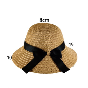 Sombrero de Paja con Lazo Negro de 8 cm Ajustable para Mujer, para Usar en la Playa en Verano - Product Image 1