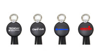 Kostenlose benutzer definierte Logo promotional Geschenk Runde 3-in-1 USB-Verlängerung kabel LED-Logo Schlüssel ring Schlüssel bund leuchten Ladekabel mit Haken