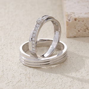Joyería de fábrica directa para pareja elegante alta calidad 18K oro blanco diamantes naturales anillo de bodas magnífico para aniversario - Product Image 4