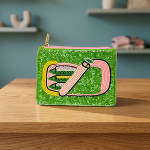 Porte-monnaie artisanal perlé vert avec fermeture éclair, pochette carrée brodée, design tendance, couleurs mélangées, pour usage promotionnel - Product Image 4