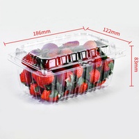 Conteneur alimentaire en plastique PET personnalisé de 500 g, boîte à fruits frais, fraises, bleuets, cerises, tomates, boîte à clapet