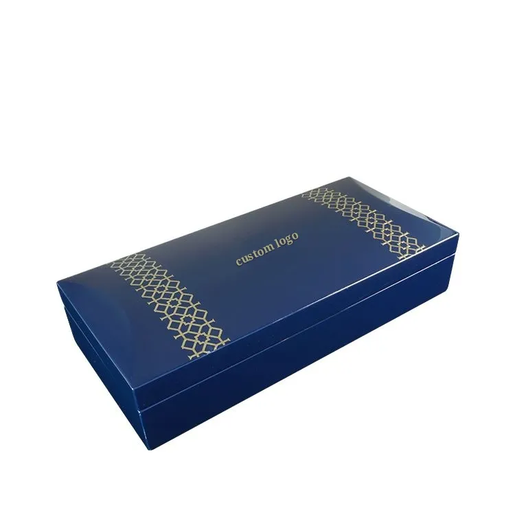 Mewah biru hadiah buatan tangan Mdf kotak parfum sutra layar varnishing solid fashion kayu parfum kemasan kotak