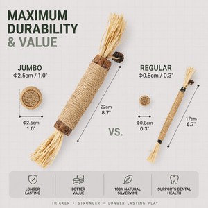 ของเล่นแมวแบบแท่งมาทาทาบิ ซิลเวอร์ไวน์ ขนาดจัมโบ้ 4-in-1 ผลไม้แห้งน้ำหนักเบา ช่วยนวดเหงือกและ<span class=keywords><strong>ฟัน</strong></span> - Product Image 2