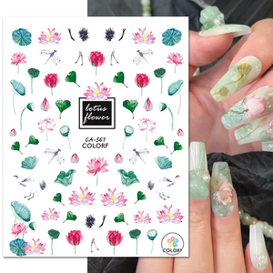 Estilo chino Lotus Water Lily DIY 3D autoadhesivo Nail Art decoraciones pegatina <span class=keywords><strong>flor</strong></span> Vintage manicura calcomanía al por mayor - Product Image 1