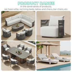 Bộ ghế sofa sang trọng, bộ bàn ghế ngoài trời, ghế sofa sân vườn, đồ nội thất sân vườn, ghế sofa hình chữ L bằng kim loại, bộ ghế sân hiên, ghế sofa hiện đại bằng dây thừng cho hồ bơi - Product Image 5