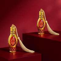 Flacon d'Attar Arabe Plaqué Or 12 ml avec Bille Roulante à Pompon, Contenant Décoratif pour Huile Essentielle, Idéal pour Parfum Oud