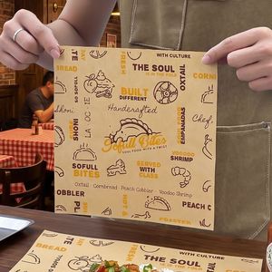 Custom Printed Logo Greaseproof Kraft Food <b>Wrapping</b> <b>Paper</b> Wax Coated Sandwich Hamburger Wrapper for Bread Burger Food Packaging - Product Image 1