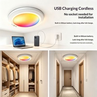 Plafonnier LED RGB rechargeable avec télécommande infrarouge et détecteur de mouvement, design moderne, montage en surface, pour maison, armoire, balcon