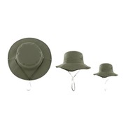 Topi ember anak-anak berbahan jala yang dapat bernapas, dengan tali serut, topi pantai bertepi lebar, pelindung matahari