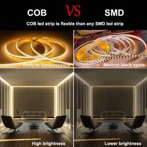 Bande lumineuse LED COB 24V/12V 3mm Mini découpable flexible blanc chaud intelligent CRI 90 IP20 télécommande 7W/m CE RoHS - Product Image 3