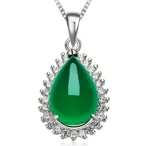 Offre Spéciale 925 Bijoux en Argent Sterling Pendentif Collier Fée Chrysoprase Pendentif En Pierre