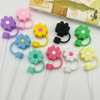 Vente chaude 10mm Mignon Fleur Silicone Bouchon De Paille Cache-Poussière avec Bouchon De Paille pour Bar Bouteille Potable Accessoires