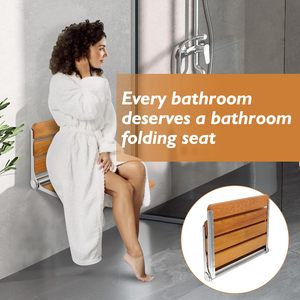 Katlanır Duş Oturağı, Paslanmaz Çelik Çerçeveli Duvara Monte Duş Bankı, 330 Lbs Taşıma Kapasitesi, Paket Başına 1 Adet - Product Image 2