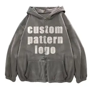 OEM kustom bordir logo flanel kualitas tinggi pria tebal hoodie kebesaran pria hoodie kasual