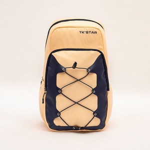 Beige and <b>Navy</b> Blue Insulated <b>Backpack</b> with Elastic Straps and Front Pocket Large Capacity Insulated Cooler Bag Ideal for Picn - Product Image 1