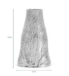 Jarrón de aluminio ondulado de hojas plateadas florero decorativo uso boda fiesta hogar interior y exterior moderno único de lujo - Product Image 3