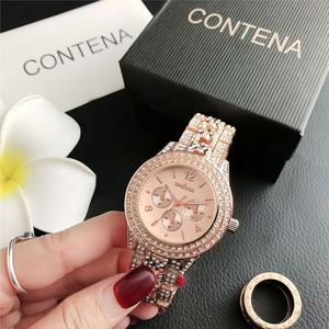 Montre chronographe pour femme en argent avec strass, bracelet en acier inoxydable, montre-bracelet de luxe pour femmes - Product Image 4