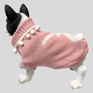 Embroidered Woolボール襟Rabbit尻尾犬猫ペット布服衣料品セーターアパレルコートジャケットジャンパードレス着用