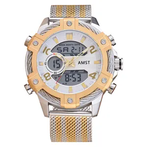 高品质新款AM3032 5ATM防水日本movt不锈钢数字手表