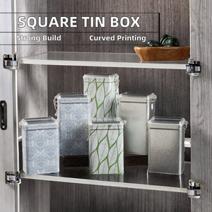 Boîte carrée personnalisée en fer blanc YCSTOO stockage d'assaisonnement <span class=keywords><strong>de</strong></span> cuisine pour aliments pour animaux <span class=keywords><strong>de</strong></span> compagnie peut <span class=keywords><strong>de</strong></span> qualité alimentaire surface incurvée impression <span class=keywords><strong>couvercle</strong></span> transparent - Product Image 2