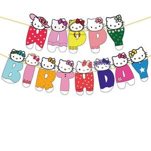 Decoraciones Rosas para Fiesta de Cumpleaños de <span class=keywords><strong>Hello</strong></span> <span class=keywords><strong>Kitty</strong></span> al por Mayor, Banner de Cumpleaños con Temática de Gato, Adorno para Pastel, Globos de Látex, Artículos para Fiestas - Product Image 5