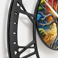 Horloge murale en fer forgé rétro 25 cm, motif arbre, en stock pour entrée, décoration murale d'ambiance