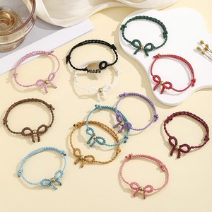 Nouveau <span class=keywords><strong>Bracelet</strong></span> en Corde Tressée Coloré avec Nœud Papillon 2026, Cordon Coulissant Ajustable, <span class=keywords><strong>Bracelet</strong></span> Tissé à la Main, Bijou Empilable pour Femme - Product Image 2