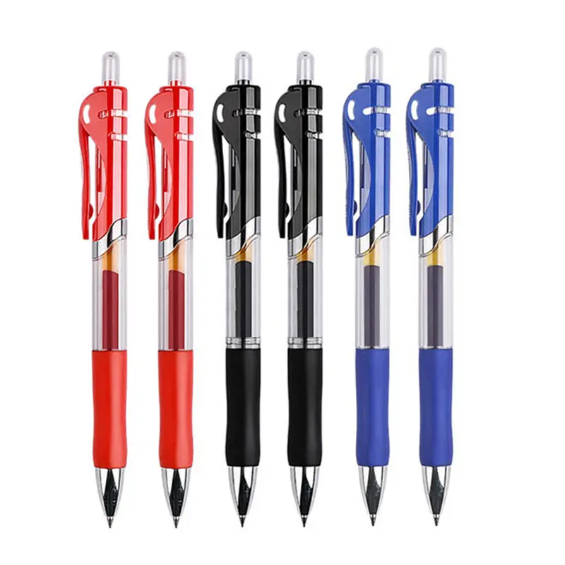Black/Red/Blue Ink Colored Gel Pens 0.5mm Replaceable Refills Office School Supplies Stationery Retractable Gel School Pen