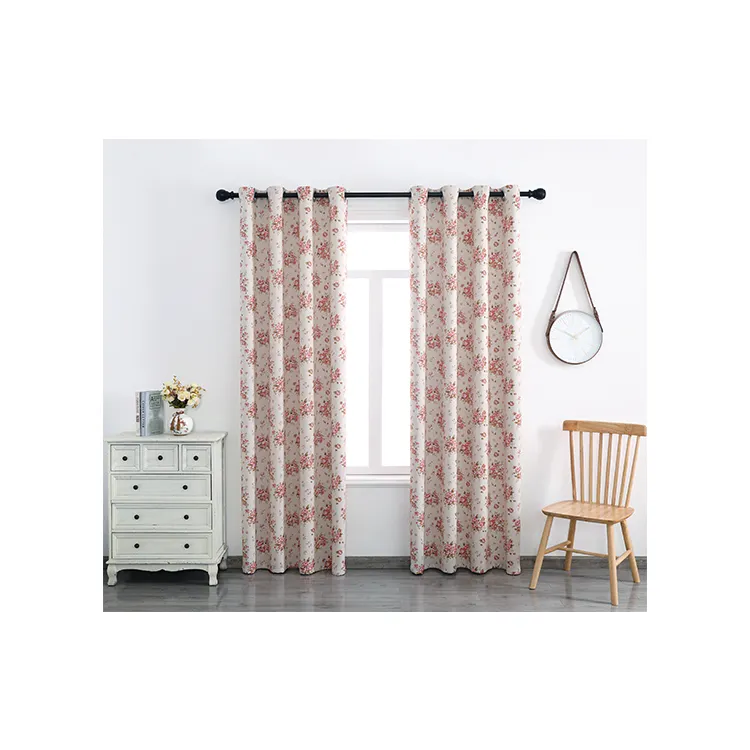 Pink Floral Rose Print Tulle Curtains For Window Elegant Yarn For Living Room Bedroom Kitchen Door Curtain Drapes