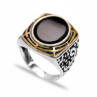 Onyx pierre précieuse de forme ovale authentique pour hommes, bague turque, vente en gros, fait à la main, argent Sterling 925