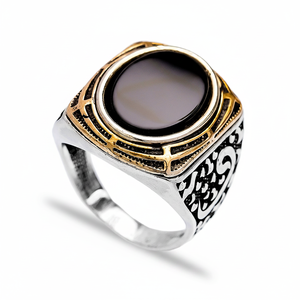 Onyx Gemstone Oval Shape Authentic <b>Men</b> <b>Ring</b> Turkish Wholesale Wholesale Handmade 925 Sterling <b>Silver</b> - Product Image 2