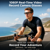 Lunettes de sport avec caméra intégrée 120 °   Lunettes de soleil avec caméra grand angle pour les sports de plein air et le vlogging, contrôle WiFi et par application pour le cyclisme, la randonnée