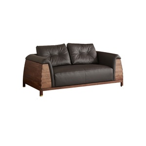 Canapé 2 places en noyer noir américain, style minimaliste vintage, idéal pour petits espaces et salons de gîtes - Vente directe usine en gros - Product Image 4