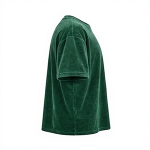 T-shirt décontracté à manches courtes en velours vert foncé pour homme, col rond, coupe classique, imprimé déesses de la mythologie grecque - Product Image 5