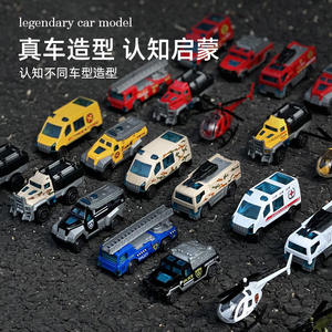 Voiture jouet en plastique et alliage pour enfants, modèle coulissant de simulation d'avion, voiture de police, camion de pompiers - Emballage anglais - Product Image 2