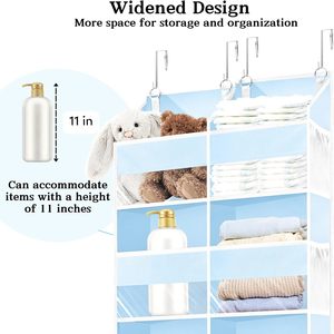 Organisateur bleu à suspendre derrière la porte, 10 compartiments, 5 niveaux, rangement suspendu pour vêtements, produits pour bébés, fixation murale - Product Image 2