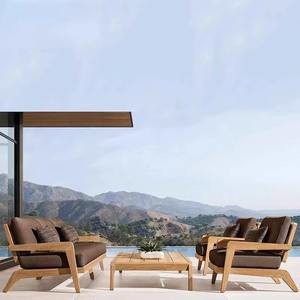 Chaise de jardin en teck, chaise longue d'extérieur imperméable en bois massif, design simple pour villa, cour, balcon - Product Image 3