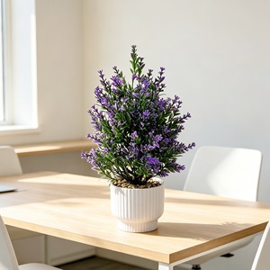 Planta Artificial de Bonsái de Lavanda de 30 cm de Alto, Estilo Nórdico Rosa, Decoración de Escritorio para el Hogar, Oficina, Sala de Estar, Interior, Vegetación - Product Image 3