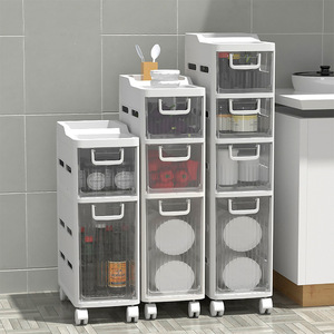 Carrito de Almacenamiento de Plástico Wanno Peak de 4 Niveles con Cajones Transparentes y Ruedas para Baño, Cocina y Aseo - Product Image 2