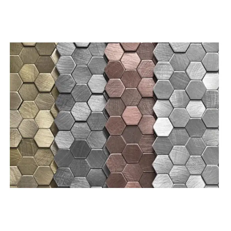 Selbst klebende Metall mosaik fliese der Verbund platte, die bunte Metallmosaik-Peel-and-Stick-Fliesenform-Metall mosaik fliese verkauft