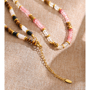 Collar JINYOU 898 Hecho a Mano con Cuentas de Piedra Natural Ojo de Tigre, Cadena de Acero Inoxidable, Gargantilla - Product Image 4