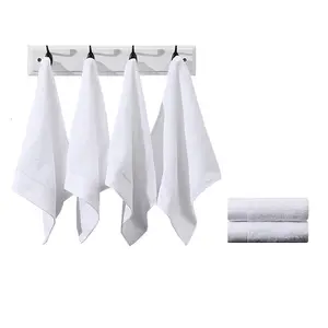 Échantillon gratuit prêt en stock 13x13 pouces 60 grammes uni dobby blanc 100% coton gant de toilette serviettes pour hôtels