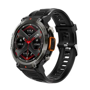 Metal ao ar livre relógio inteligente com luz do flash 1,45 polegadas tela tft 360*360 display 100 + modo esportivo música jogar smartwatch s100