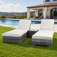 Chaise longue Audu, la plus tendance, moderne et contemporaine, en résine et rotin, pour piscine, extérieur, hôtel et jardin