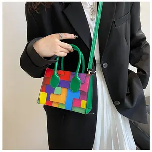 2022 Colorful Tote Bag with Zipper Closure for Lady Fashion Women Handbags PU Leather Cross Body Purse