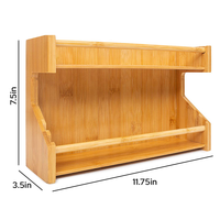 Étagère à épices en bambou à 2 niveaux de qualité supérieure pour comptoir de cuisine, étagère à condiments double couche pour armoire et rangement de bar à café